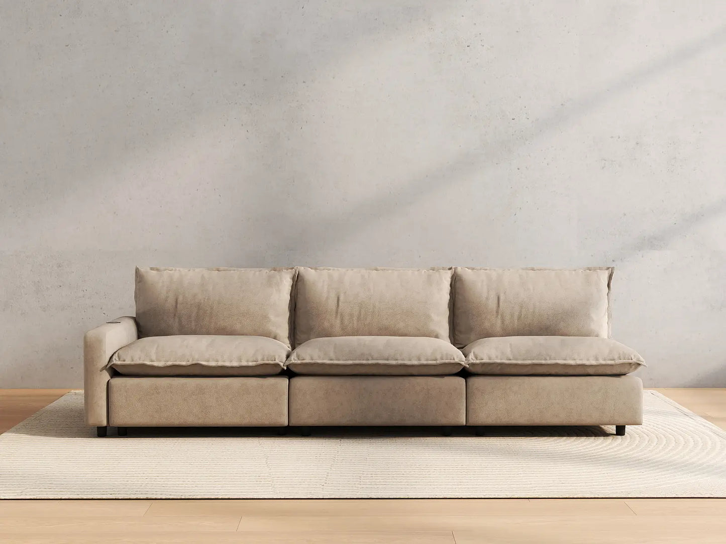 3 Piece Khaki Linen Condo Furniture Couch Sectionals 3 Seater 4
