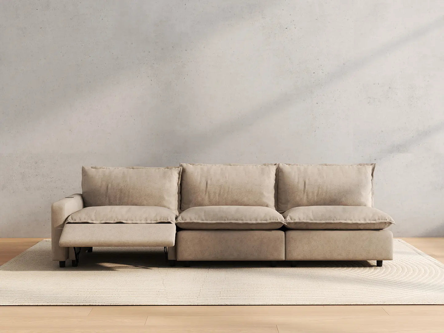 3 Piece Khaki Linen Condo Furniture Couch Sectionals 3 Seater 5