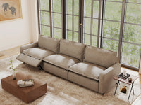 3 Piece Khaki Linen Corner Space Couch Sectionals 3 Seater 1