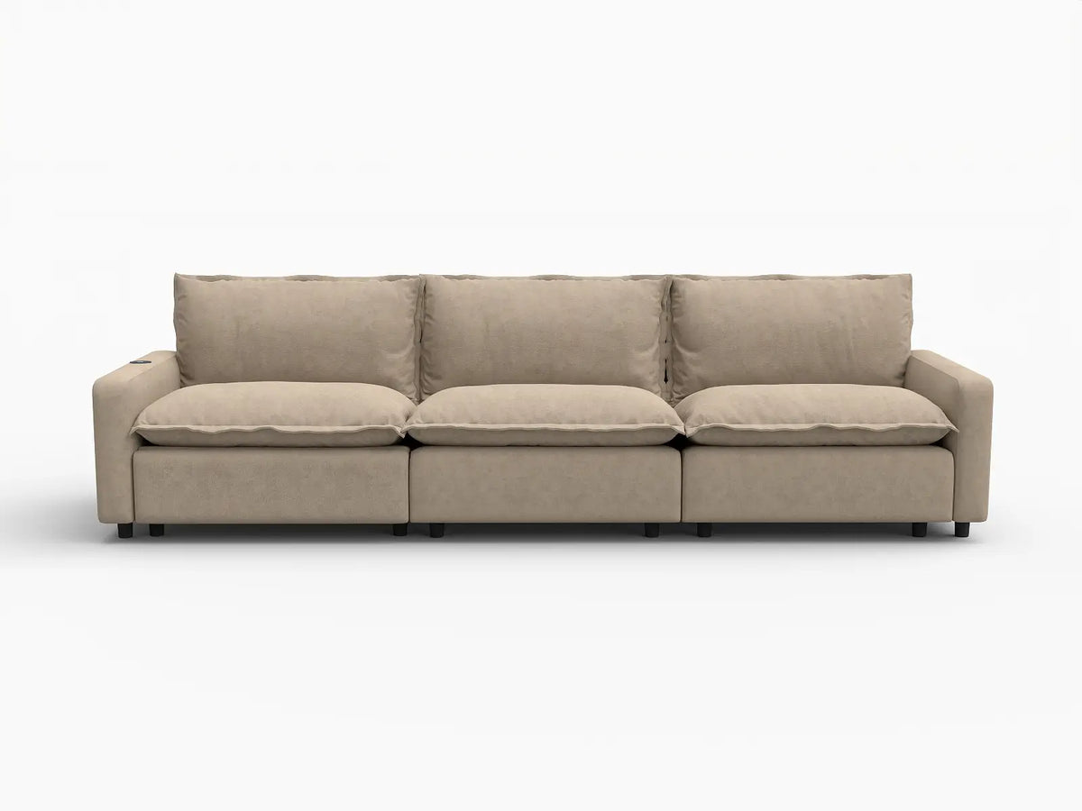 3 Piece Khaki Linen Corner Space Couch Sectionals 3 Seater 2