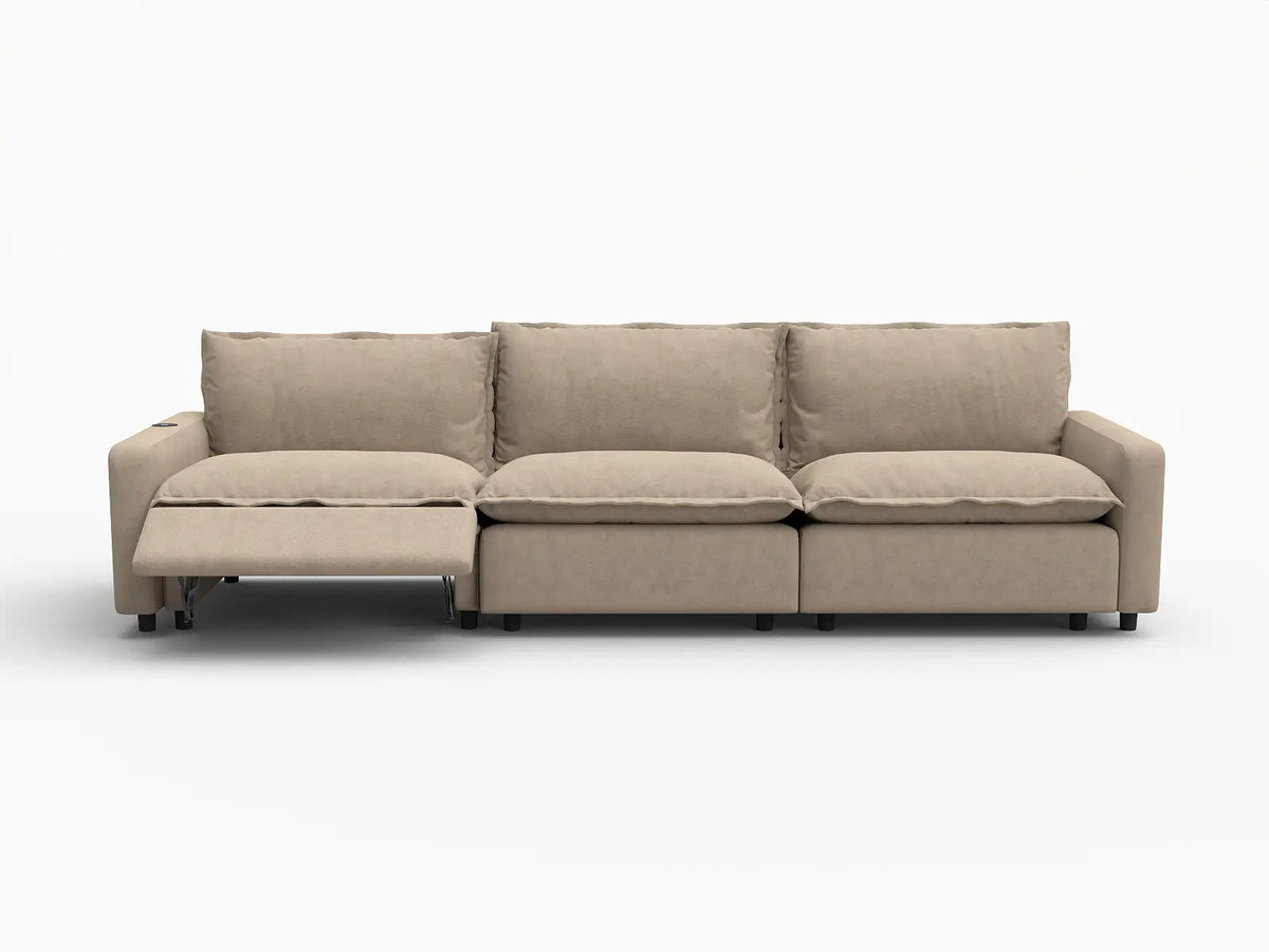 3 Piece Khaki Linen Corner Space Couch Sectionals 3 Seater 3