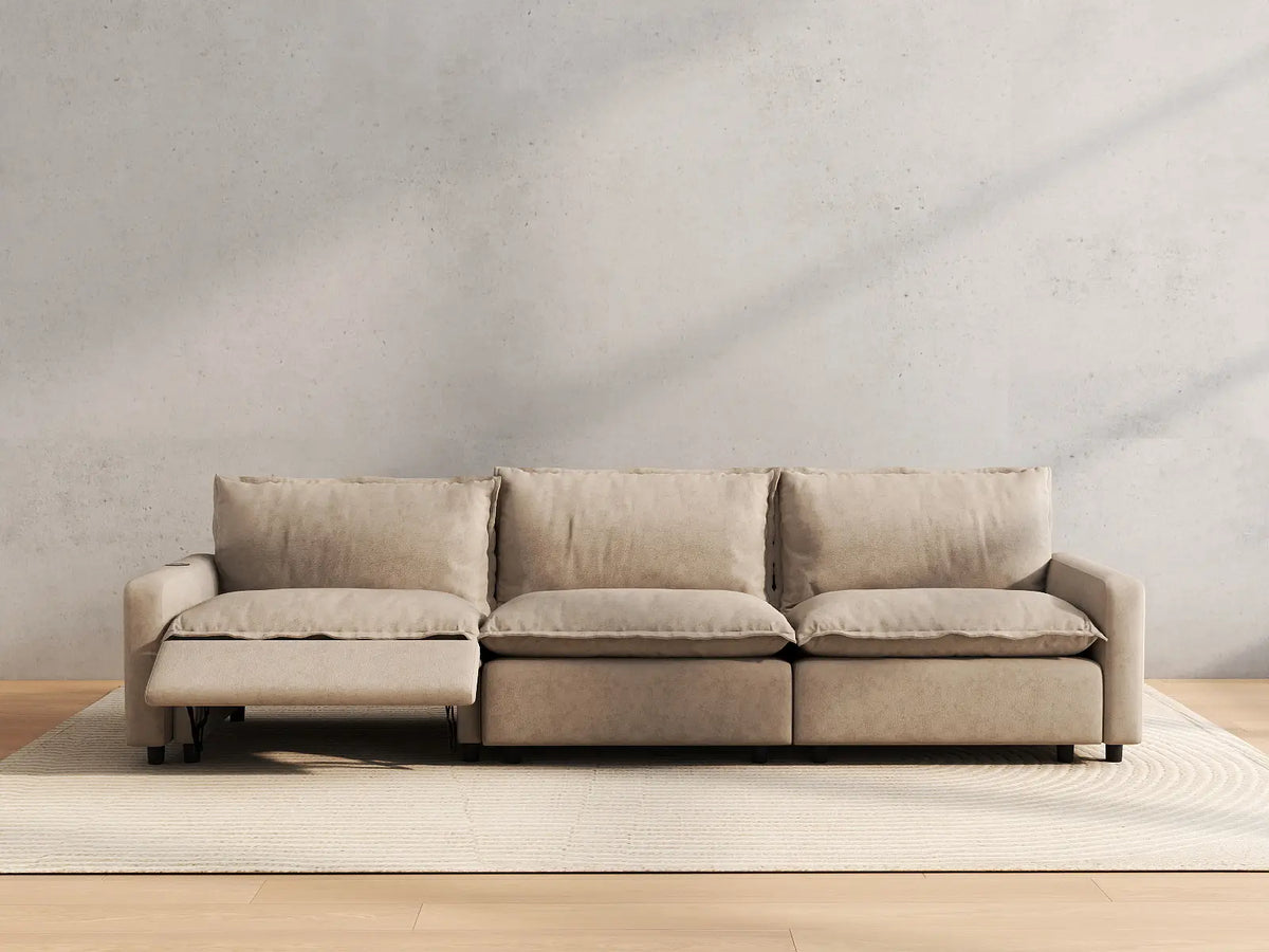 3 Piece Khaki Linen Corner Space Couch Sectionals 3 Seater 5