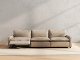 Modular Cero Zero Gravity Power Reclining Sofa | 3-Piece Khaki Linen Corner Space Couch Sectionals 3-Seater