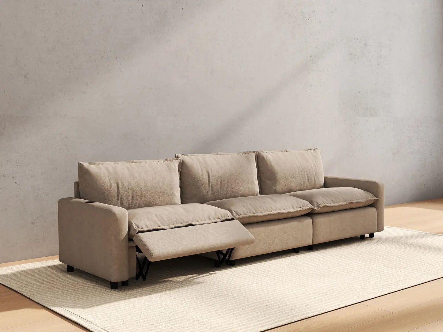 3 Piece Khaki Linen Corner Space Couch Sectionals 3 Seater 6