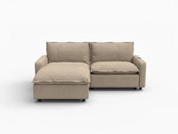 3 Piece Khaki Linen Family Centric Chaise Sectionals 2 Seater with 1 Ottoman 2