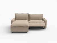 3 Piece Khaki Linen Family Centric Chaise Sectionals 2 Seater with 1 Ottoman 3