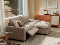 3 Piece Khaki Linen Family Centric Chaise Sectionals 2 Seater with 1 Ottoman 7