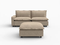 3 Piece Khaki Linen Home Living Chaise Sectionals 2 Seater with 1 Ottoman 2
