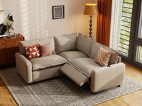 3 Piece Khaki Linen Modern Farmhouse V Shaped Sectionals 3 Seater 1