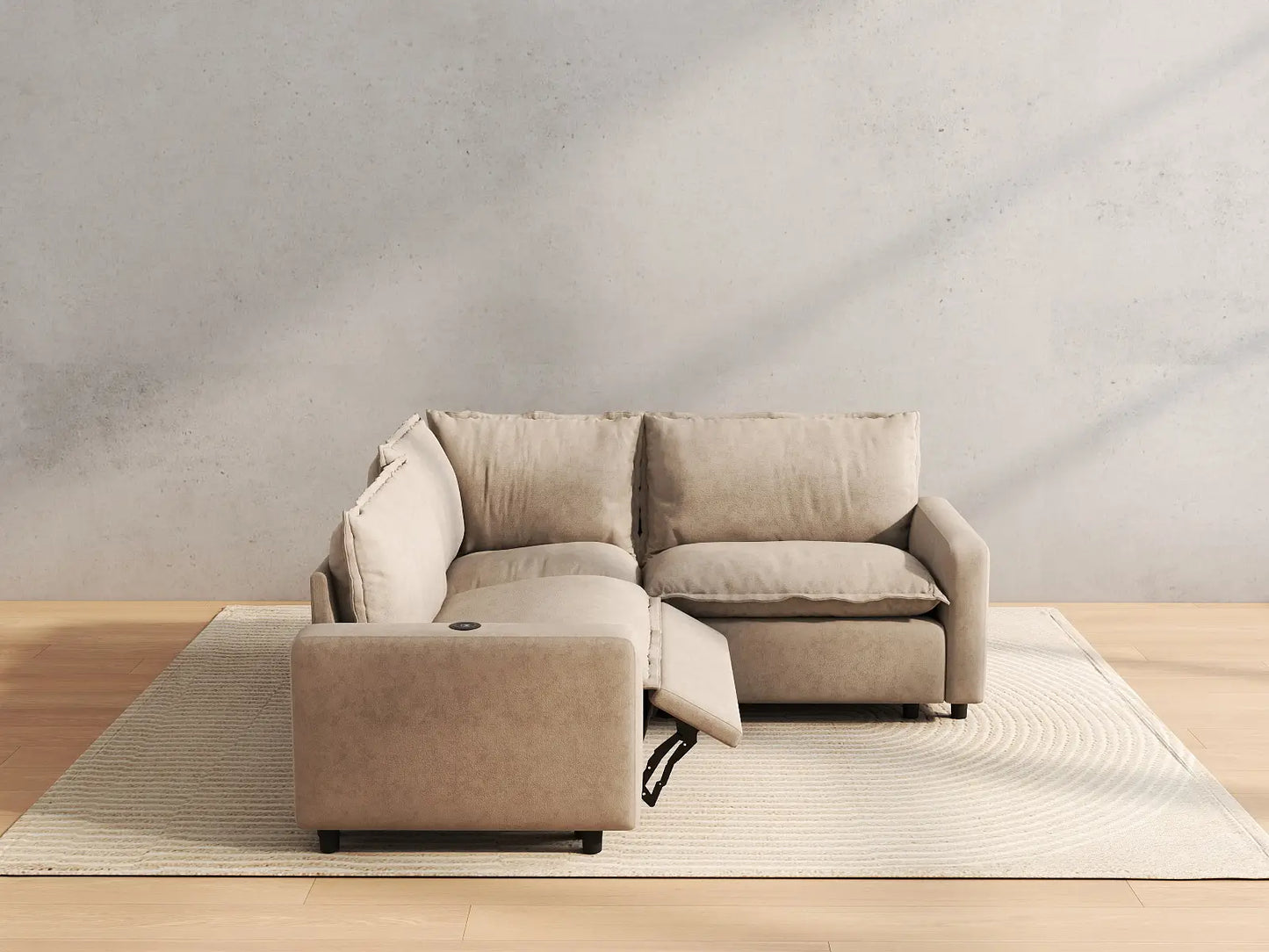 3 Piece Khaki Linen Modern Farmhouse V Shaped Sectionals 3 Seater 5
