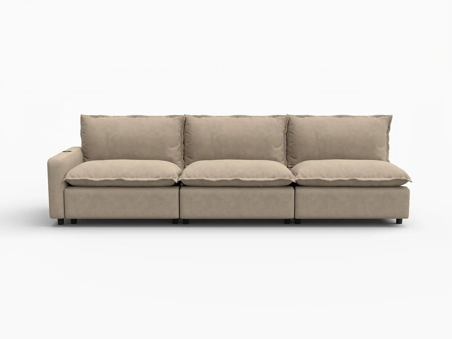3 Piece Khaki Linen Small Apartment Couch Sectionals 3 Seater 2