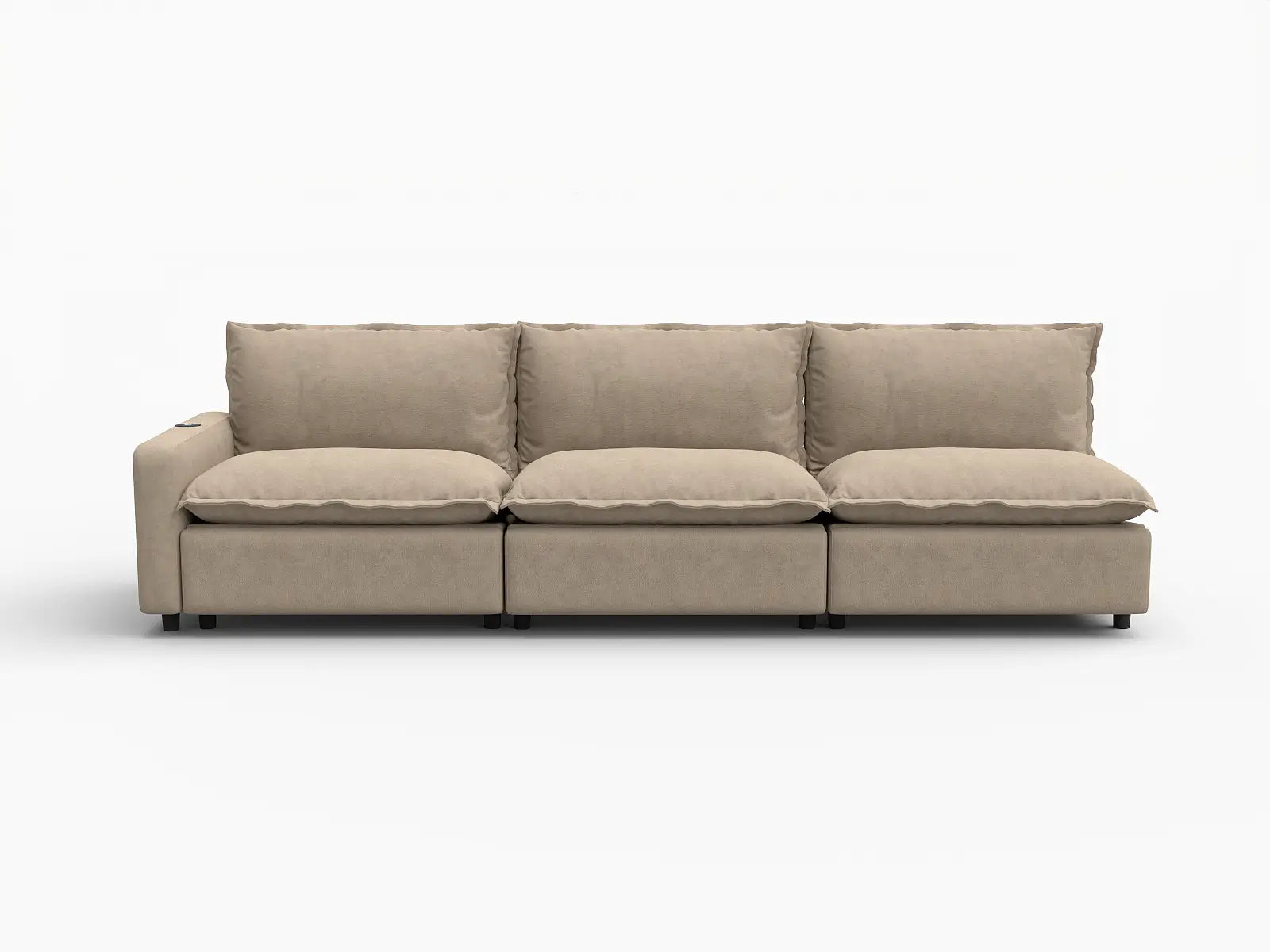3 Piece Khaki Linen Small Apartment Couch Sectionals 3 Seater 2