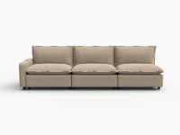 3 Piece Khaki Linen Small Apartment Couch Sectionals 3 Seater 2