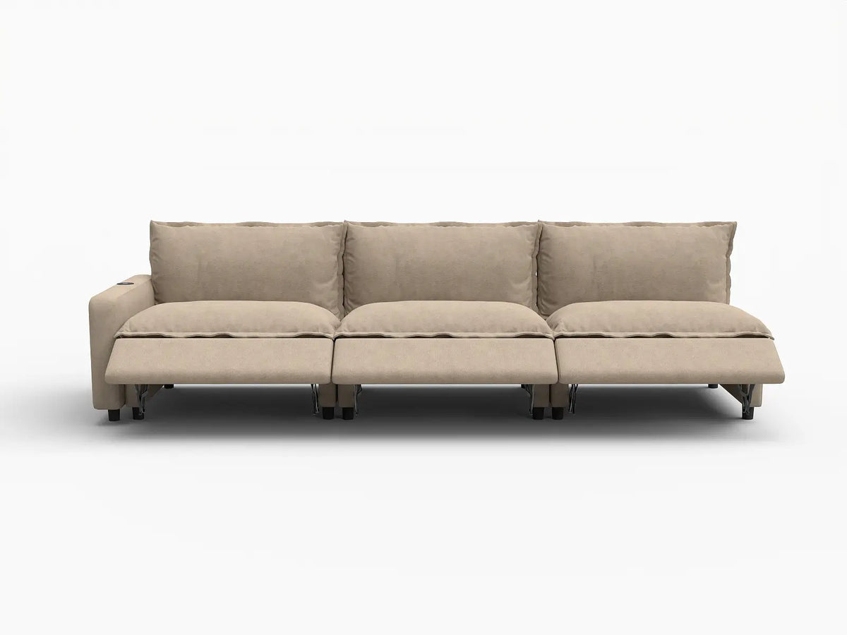 3 Piece Khaki Linen Small Apartment Couch Sectionals 3 Seater 3