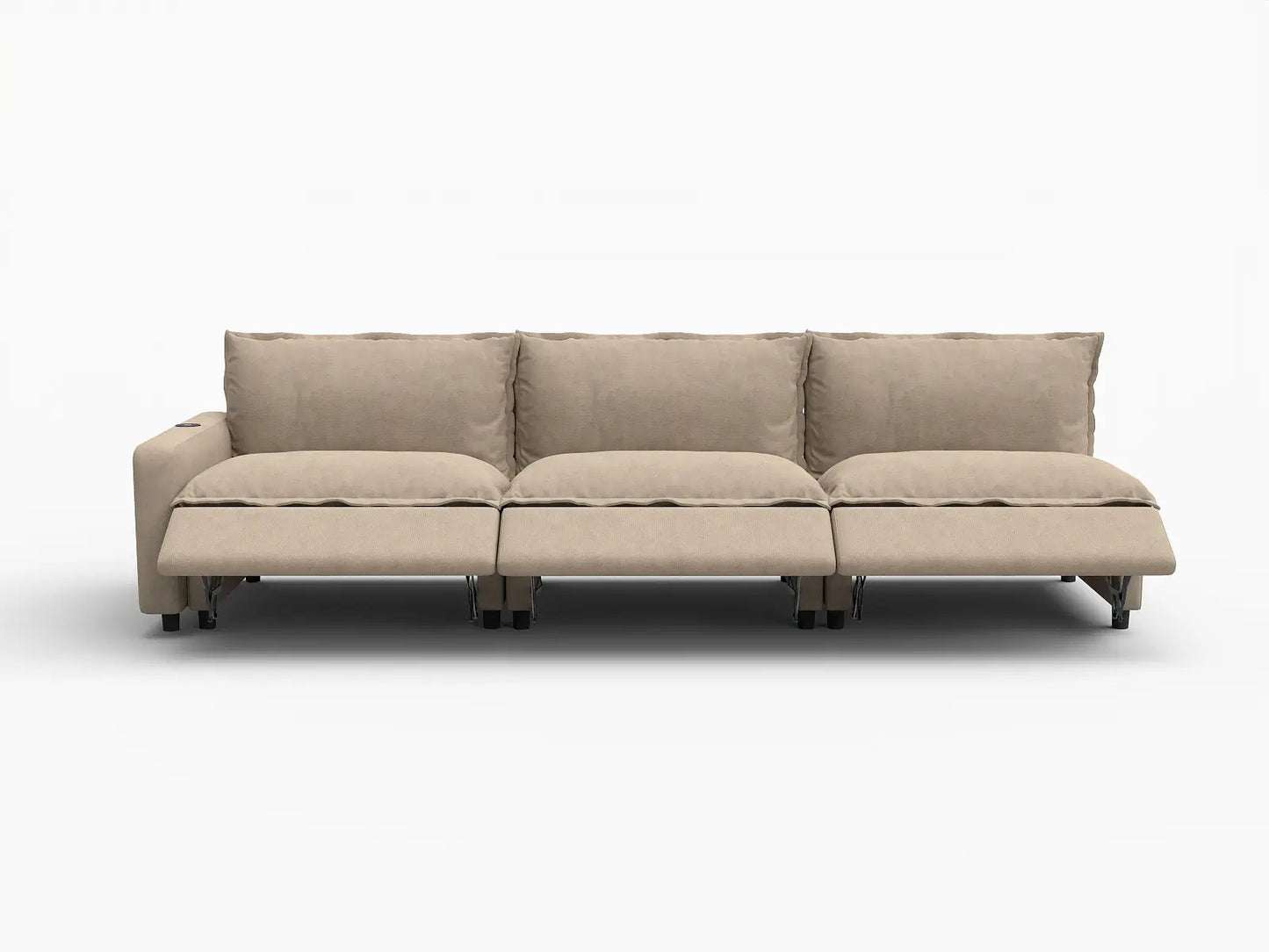 3 Piece Khaki Linen Small Apartment Couch Sectionals 3 Seater 3