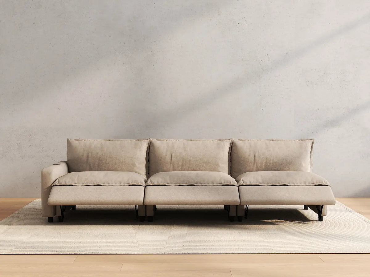 3 Piece Khaki Linen Small Apartment Couch Sectionals 3 Seater 5