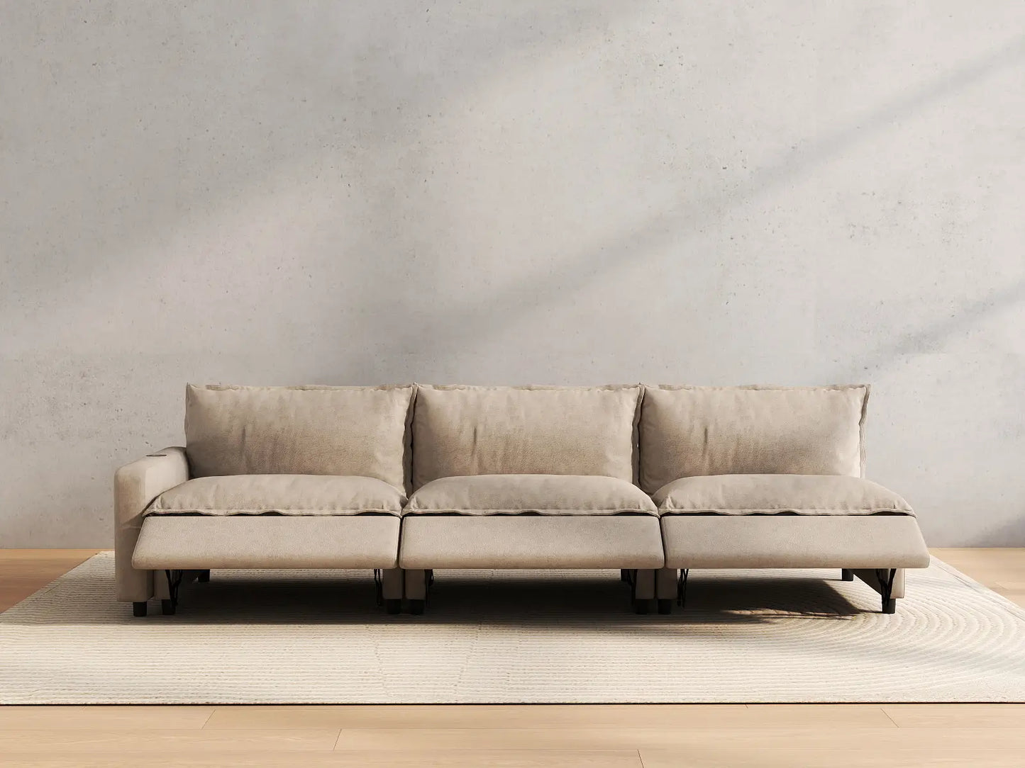 3 Piece Khaki Linen Small Apartment Couch Sectionals 3 Seater 5