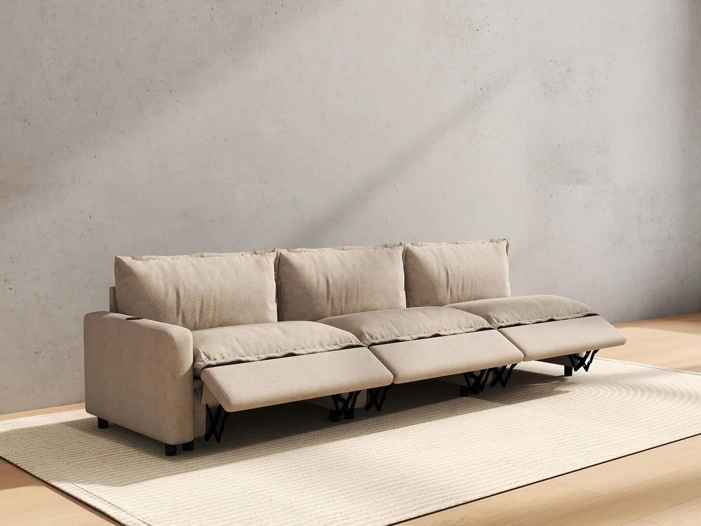 3 Piece Khaki Linen Small Apartment Couch Sectionals 3 Seater 6