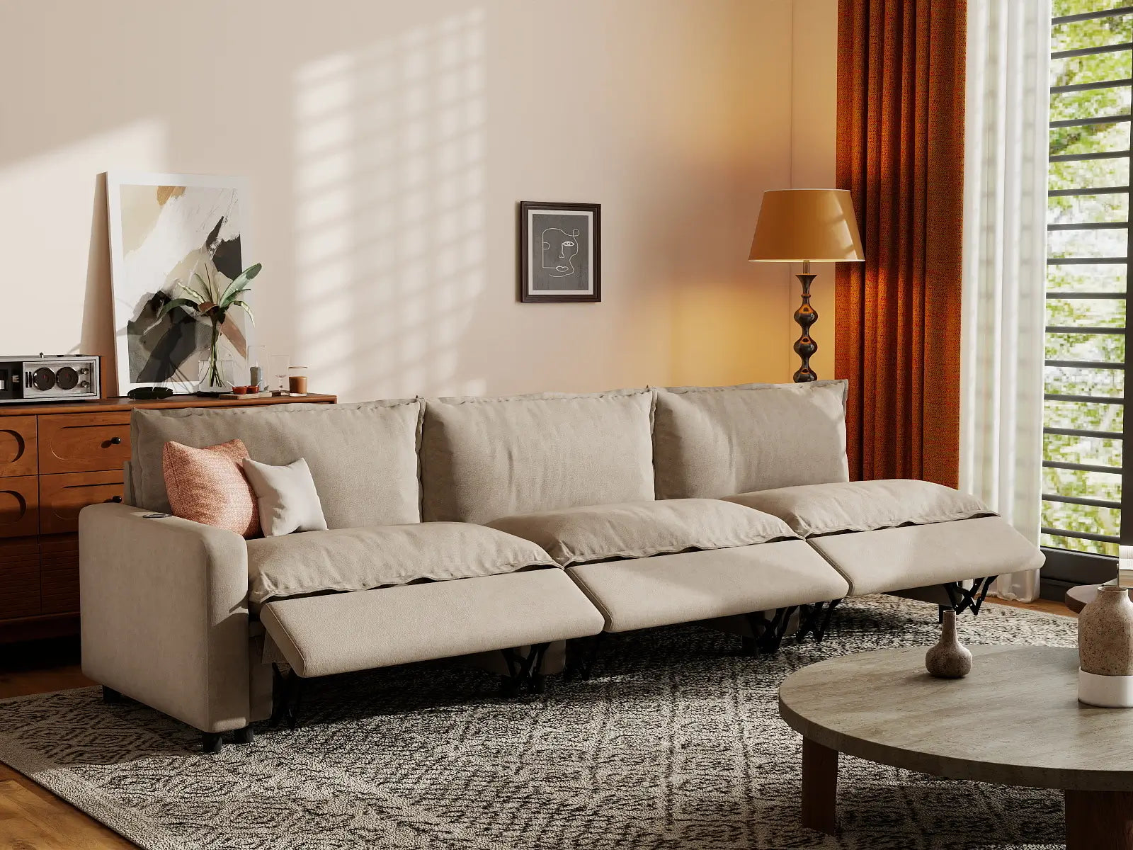 Reclining Sectional in an Open-Concept Living Room