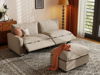3 Piece Khaki Linen Small Space Chaise Sectionals 2 Seater with 1 Ottoman 7