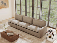 3 Piece Khaki Linen Small Space Couch Sectionals 3 Seater 1