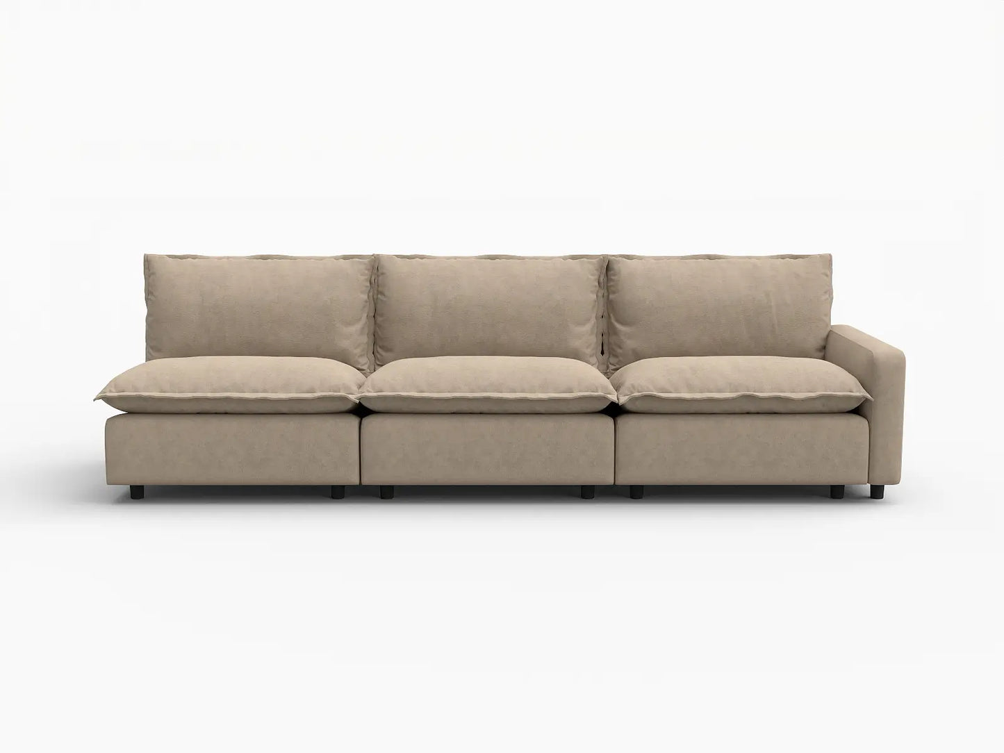 3 Piece Khaki Linen Small Space Couch Sectionals 3 Seater 2