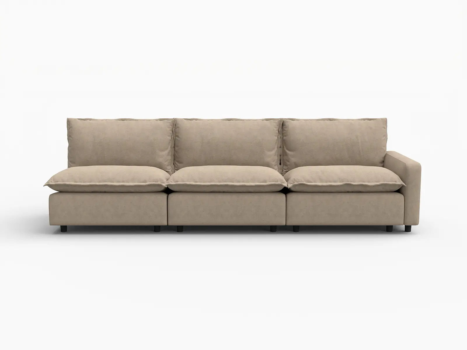 3 Piece Khaki Linen Small Space Couch Sectionals 3 Seater 2