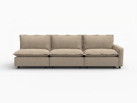 3 Piece Khaki Linen Small Space Couch Sectionals 3 Seater 2
