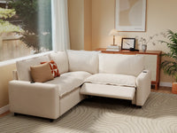 Modular Cero Reclining Sectionals | 3-Piece Beige Linen Grand Estate V-Shaped Sectionals 3-Seater