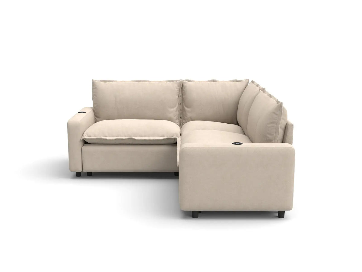 Modular Cero Reclining Sectionals | 3-Piece Beige Linen Grand Estate V-Shaped Sectionals 3-Seater