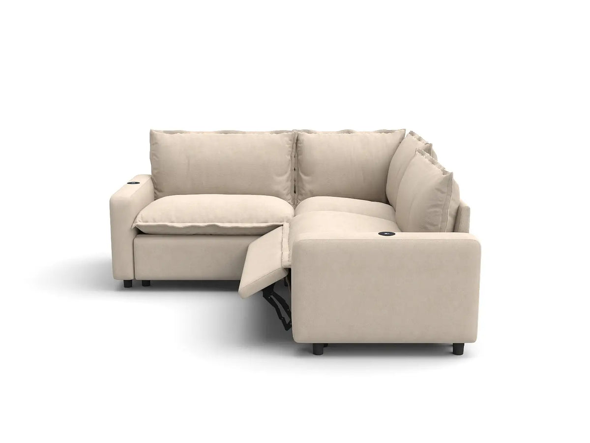 Modular Cero Reclining Sectionals | 3-Piece Beige Linen Grand Estate V-Shaped Sectionals 3-Seater