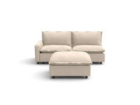 Modular Cero Small Modular Sectional | 3-Piece Beige Linen Home Living Chaise Sectionals 2-Seater with 1-Ottoman