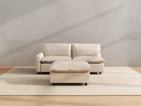Modular Cero Small Modular Sectional | 3-Piece Beige Linen Home Living Chaise Sectionals 2-Seater with 1-Ottoman