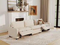 Modular Cero Sectional Couch with Recliner | 3-Piece Beige Linen Home Living Couch Sectionals 3-Seater