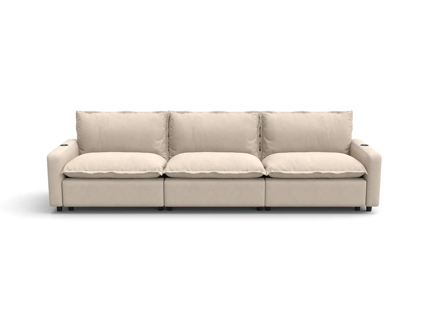 Modular Cero Reclining Sectional Couch | 3-Piece Beige Linen Home Living Couch Sectionals 3-Seater
