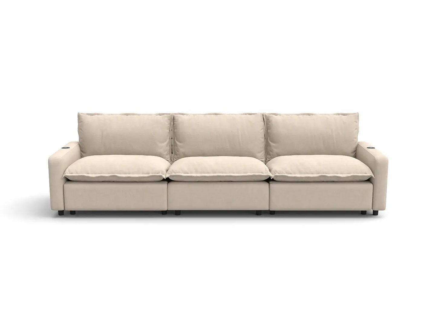 Modular Cero Sectional Couch with Recliner | 3-Piece Beige Linen Home Living Couch Sectionals 3-Seater