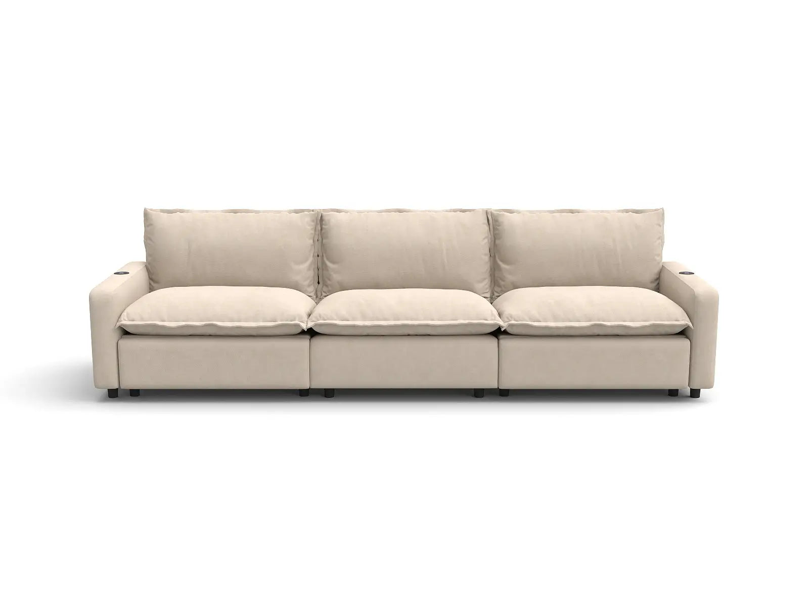 Modular Cero Sectional Couch with Recliner | 3-Piece Beige Linen Home Living Couch Sectionals 3-Seater