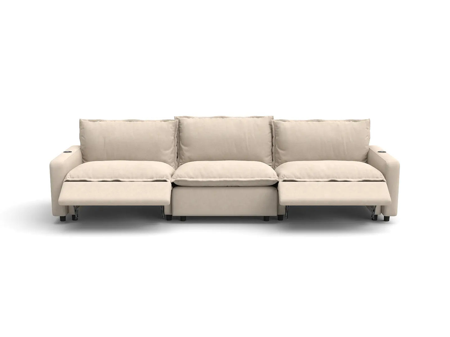 Modular Cero Sectional Couch with Recliner | 3-Piece Beige Linen Home Living Couch Sectionals 3-Seater