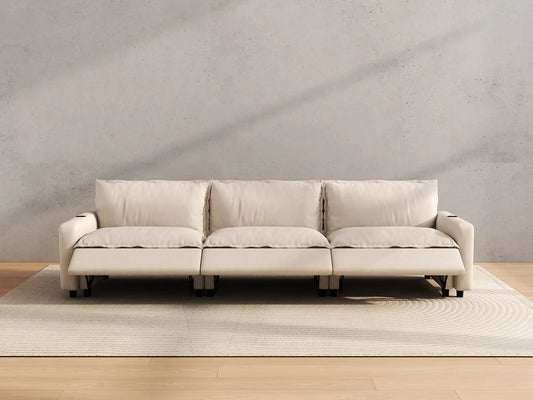 Modular Cero Reclining Sectionals | 3-Piece Beige Linen Home Living Couch Sectionals 3-Seater