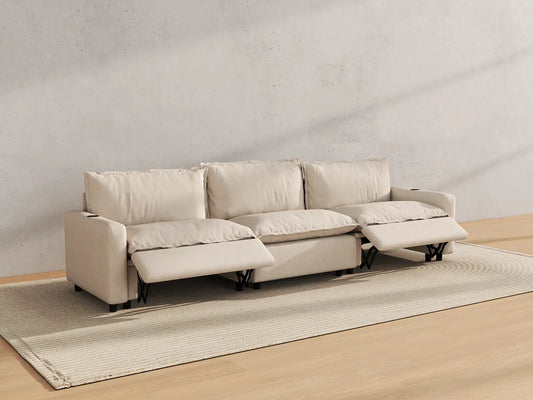 Modular Cero Reclining Sectionals | 3-Piece Beige Linen Home Living Couch Sectionals 3-Seater