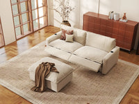 Modular Cero Reclining Sectionals | 3-Piece Beige Linen Small Space Chaise Sectionals 2-Seater with 1-Ottoman