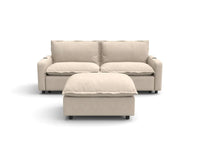 Modular Cero Reclining Sectionals | 3-Piece Beige Linen Small Space Chaise Sectionals 2-Seater with 1-Ottoman