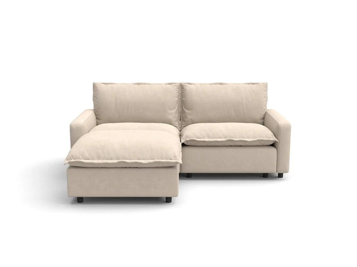 Modular Cero Modular Sectionals | 3-Piece Beige Linen Small Space Chaise Sectionals 2-Seater with 1-Ottoman