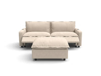 Modular Cero Reclining Sectionals | 3-Piece Beige Linen Small Space Chaise Sectionals 2-Seater with 1-Ottoman