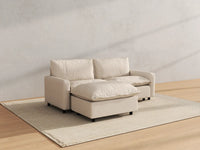 Modular Cero Modular Sectionals | 3-Piece Beige Linen Small Space Chaise Sectionals 2-Seater with 1-Ottoman