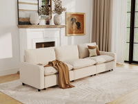 Modular Cero Modular Sectionals | 3-Piece Beige Linen Small Space Couch Sectionals 3-Seater