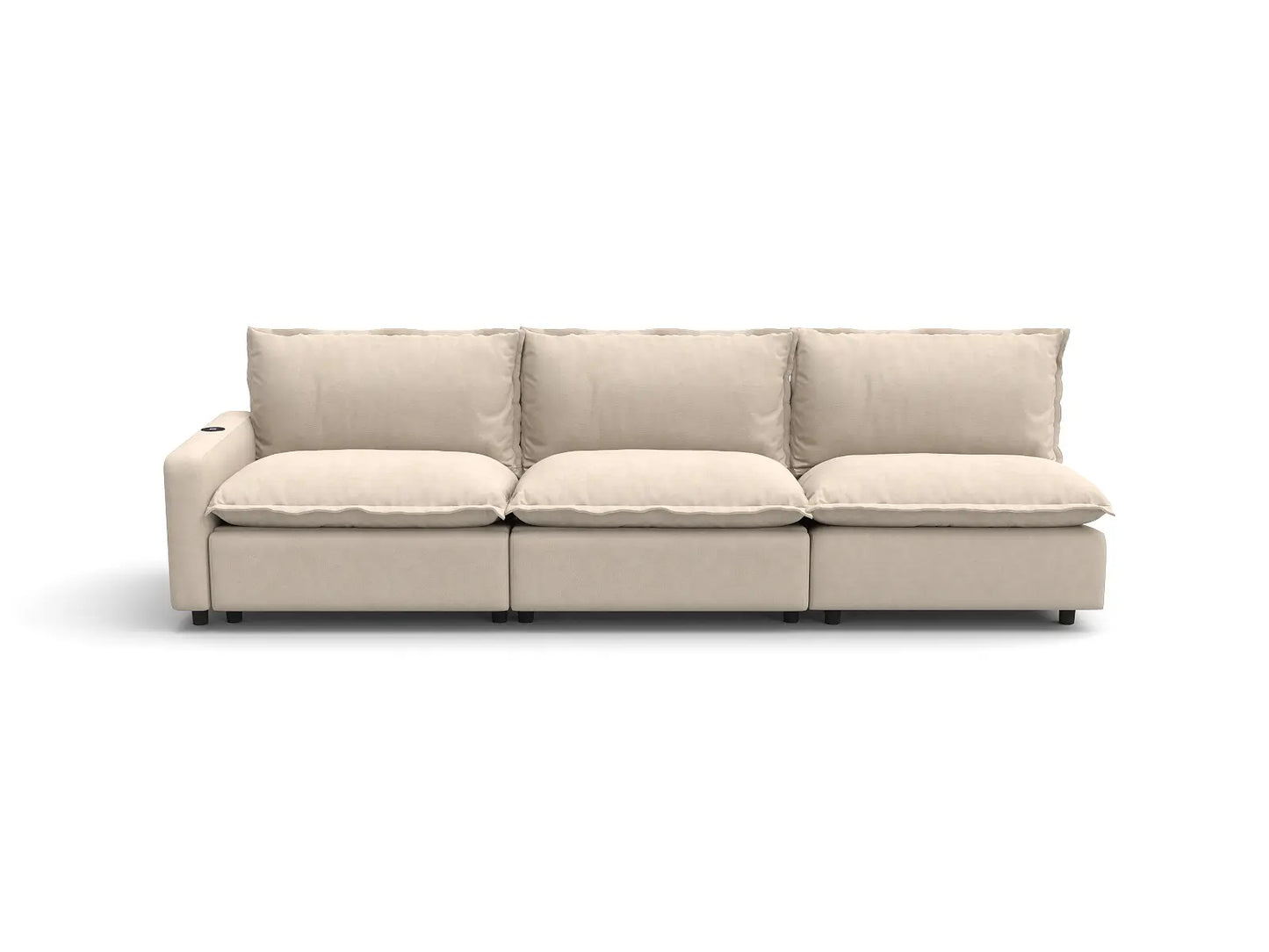 Modular Cero Reclining Sectionals | 3-Piece Beige Linen Small Space Couch Sectionals 3-Seater