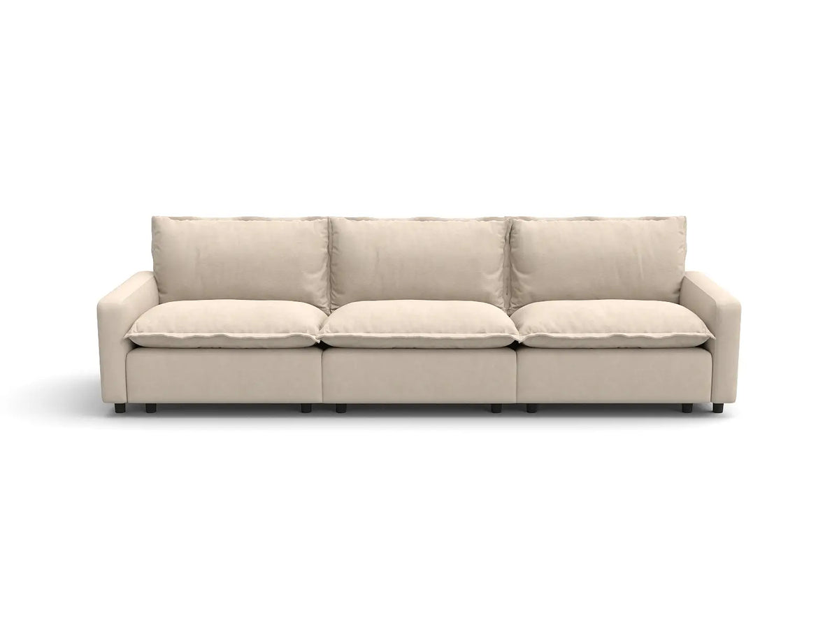 Modular Cero Modular Sectionals | 3-Piece Beige Linen Small Space Couch Sectionals 3-Seater