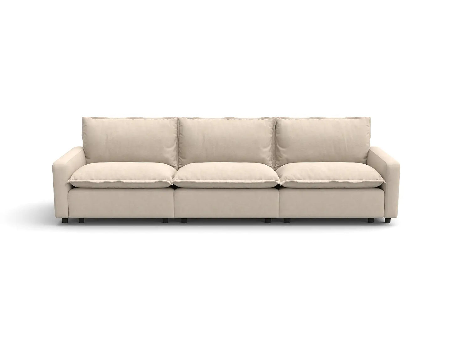 Modular Cero Modular Sectionals | 3-Piece Beige Linen Small Space Couch Sectionals 3-Seater