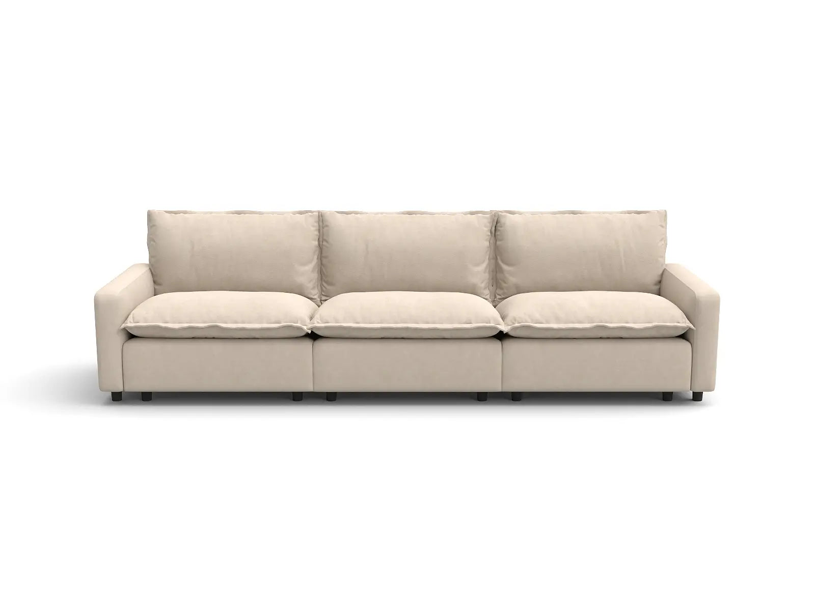 Modular Cero Modular Sectional Couch | 3-Piece Beige Linen Small Space Couch Sectionals 3-Seater